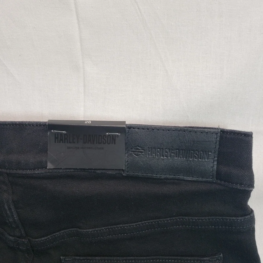 Harley Davidson Womens Skinny Pull On Jeans Black High Rise Size 28 Denim - Picture 7 of 9